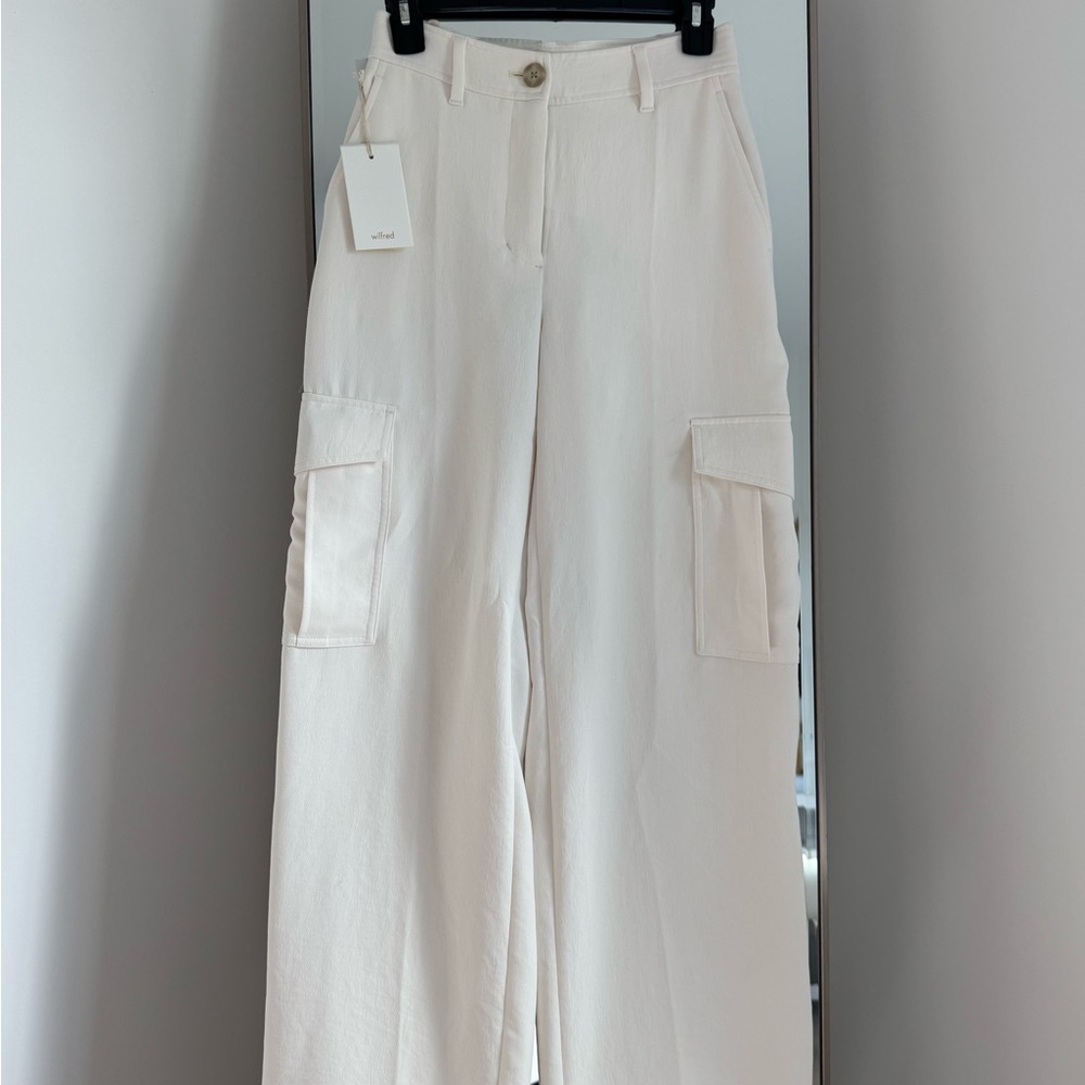 Wilfred Cream Wide Leg Cargo Pants